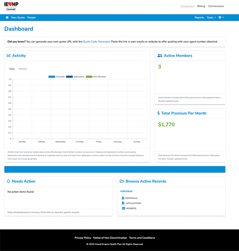 Broker Portal Dashboard Example